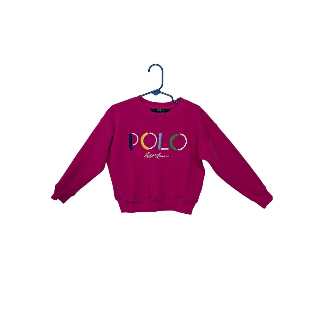 Polo Ralph Lauren Girls Tops, Pink RL Polo Pullover Crewneck Sweatshirt, Sz 4
